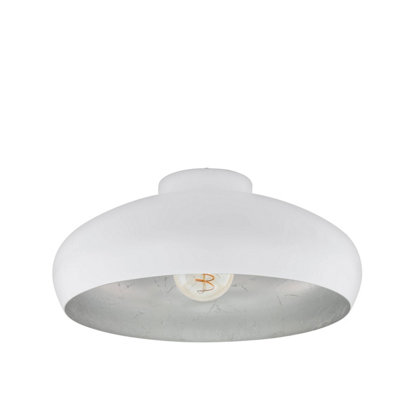 EGLO Mogano White And Silver Metal Flush Ceiling Fitting, (D) 40cm