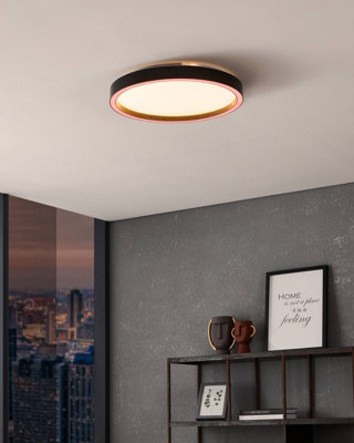 EGLO Montemorelos-Z Black Aluminium Modern Smart Control, Colour Changing Ceiling Light, (D) 42cm