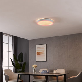 Eglo Montemorelos-Z White Aluminium Modern Smart Control, Colour Changing Ceiling Light, (D) 42cm