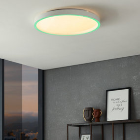 Eglo Montemorelos-Z White Aluminium Modern Smart Control, Colour Changing Ceiling Light, (D) 57cm