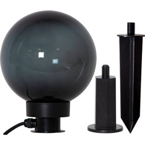 EGLO Monterello Smoke IP44 Black Outdoor Spike Floor Light, (D) 28 cm