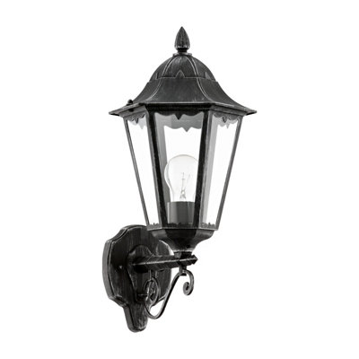 EGLO Navedo Black And Clear Metal And Glass IP44 Outdoor Wall Light, (D) 20cm