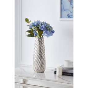 EGLO Nilgaut Metallic Nickel Handcrafted Aluminium Vase - Modern Elegant Home Décor (H) 31cm