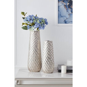 EGLO Nilgaut Metallic Nickel Handcrafted Aluminium Vase - Modern Elegant Home Décor (H) 40cm