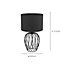 EGLO Nimlet Black Metal & Fabric Table Lamp - Contemporary Wire Design (D) 30cm