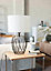 EGLO Nimlet Black/White Metal & Fabric Table Lamp - Monochrome Design (D) 30cm