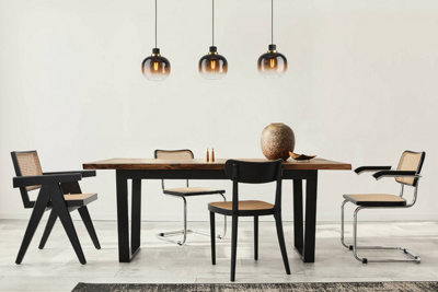 EGLO OILELLA Linear Black and Brown Glass Pendant Light