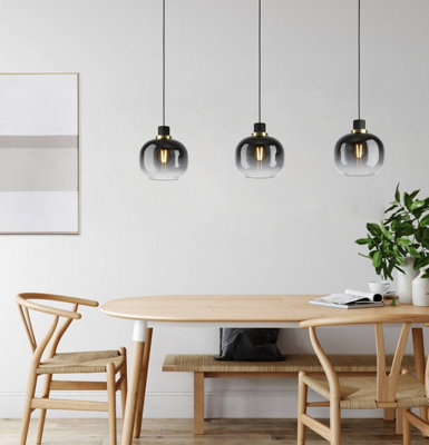EGLO OILELLA Linear Black and Grey Glass Pendant Light