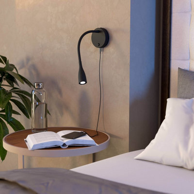 EGLO Olivandino 1 Wall Light Black Flexible LED Reading Light with USB ...
