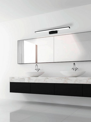 EGLO Pandella 1 Black Plastic Integrated LED IP44 Bathroom Mirror Wall Light, (L) 60cm