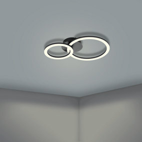 EGLO Parrapos-Z Modern Black Steel Smart Control, Colour Changin Ceiling Light, (W) 30cm