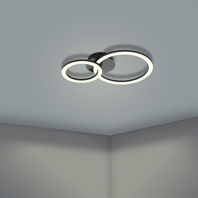 EGLO Parrapos-Z Modern Black Steel Smart Control, Colour Changing Ceiling Light, (W) 30cm
