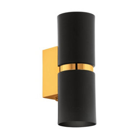 EGLO Passa Cylindrical Black and Gold Wall Light