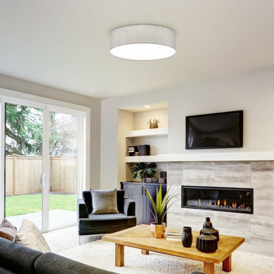 EGLO Pasteri Grey Fabric Ceiling Light