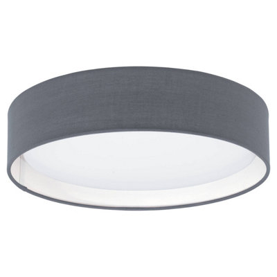 EGLO Pasteri Grey Fabric Wired Flush Ceiling Light, (D) 32cm