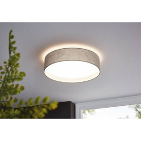 EGLO Pasteri Taupe Fabric Wired Flush Ceiling Light, (D) 32cm