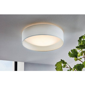 EGLO Pasteri White Fabric LED Flush Ceiling Light - Energy-Efficient, Warm White Light (D) 32cm