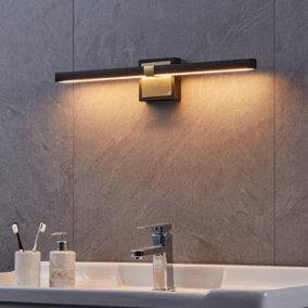 EGLO Peguera LED Black/Brass Steel Bathroom Mirror Light