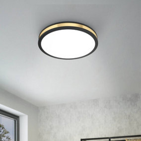 EGLO Pescaito LED Black/Gold Flush Round Ceiling Light