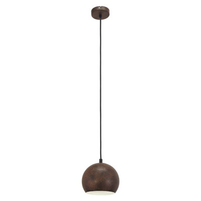 EGLO Petto 3 Single Pendant Light - Rust-Coloured Globe Pendant WBS