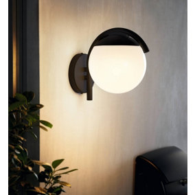 Eglo Prata Vecchia Black And White Metal And Plastic IP44 Outdoor Wall Light, (D) 20cm
