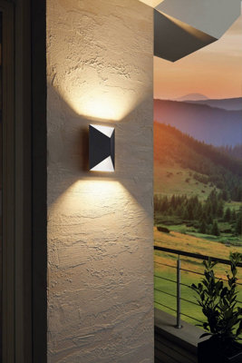 EGLO Predazzo Grey and White Metal IP44 Integrated LED Outdoor Wall Light (D) 21cm