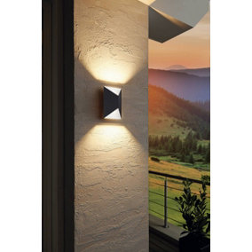 EGLO Predazzo Grey and White Metal IP44 Integrated LED Outdoor Wall Light (D) 21cm