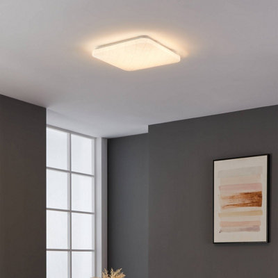 EGLO Rende LED Square Flush Ceiling Light With Geometric Motif