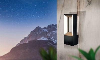 EGLO Riforano Black Metal Integrated LED IP44 Outdoor Wall Light, (D) 11cm