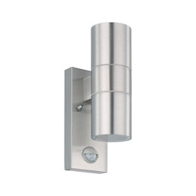EGLO Riga 5 Stainless Steel Metal IP44 Outdoor Wall Light 2 Light (inclusive), (D) 6.5cm