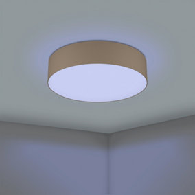 Eglo Romaro-Z Brown/White Fabric Smart Control, Colour Changing Ceiling Light, (D) 57cm