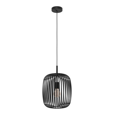 EGLO Romazzina Black Caged Modern Pendant Light