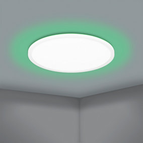 Eglo Rovito-Z Round White Plastic Smart Control Colour Changing LED Ceiling Light, (D) 42cm