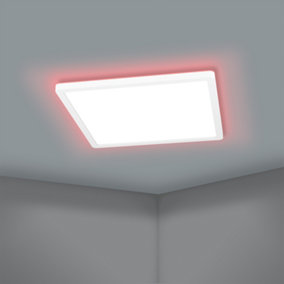 Eglo Rovito-Z Square White Plastic Smart Control Colour Changing LED Ceiling Light, (L) 42cm