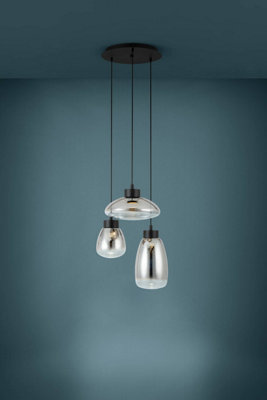 EGLO Sarnarra LED Black 3 Light Cluster Pendant Light