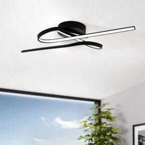 EGLO Selvina 1 LED Contemporary Flush Black Ceiling Light