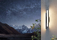 EGLO Serricella Black Metal Integrated LED IP55 Outdoor Wall light, (D) 10cm