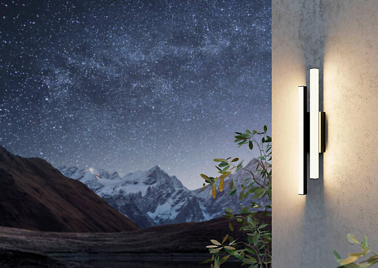 EGLO Serricella Black Metal Integrated LED IP55 Outdoor Wall light, (D)  10cm | DIY at B&Q