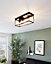 EGLO Silentina Black And Clear Metal And Glass 3 Light Flush Ceiling Fitting, (D) 36cm