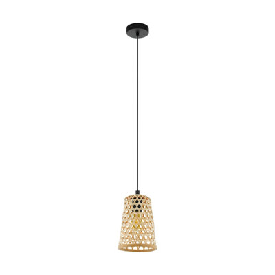 EGLO Single Pendant Light Black Wood CLAVERDON (21)