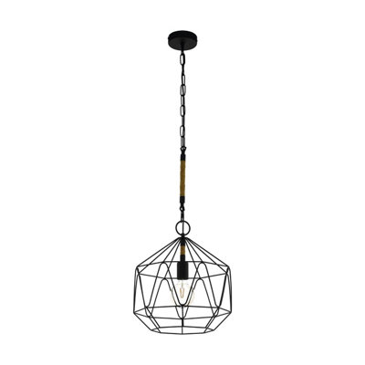EGLO Single Pendant Light E27 Black Rope COTTINGHAM (21) | DIY at B&Q