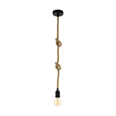 EGLO Single Pendant Light E27 Black Rope RAMPSIDE (21)