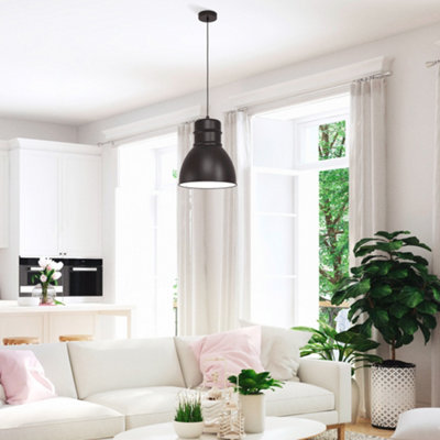 EGLO Single Pendant Light E27 Black White EBURY (21)