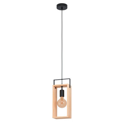 EGLO Single Pendant Light E27 Black Wood FAMBOROUGH (21)