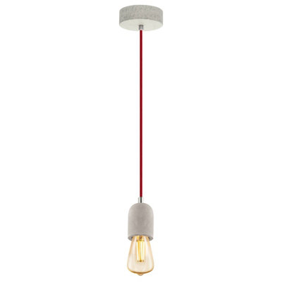 EGLO Single Pendant Light E27 Concrete Look Red YORTH (21)