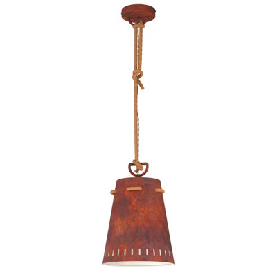 EGLO Single Pendant Light Red Brown Cream Rope MEOPHAM (21) | DIY at B&Q