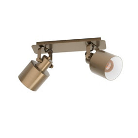 EGLO Southery Creme-Gold Bronzed Metal Ceiling Spotlight - Adjustable 2-Light Fixture, E27  (D) 21cm