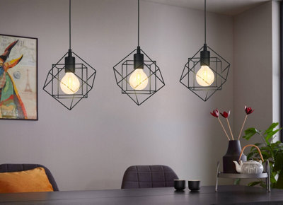 EGLO Straiton Black Steel Modern Geometric 3 Light Pendant
