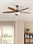 EGLO Susale Natural And Satin Nickel Wood And Metal Lit Ceiling Fan, (D) 132cm