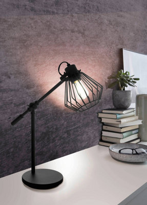 EGLO Tabillano 1 Black Metal Adjustable Table Lamp, (D) 18cm